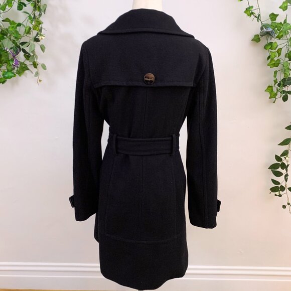 Kenneth Cole Black Wool Blend Trench Coat Size 4 - Picture 7 of 13